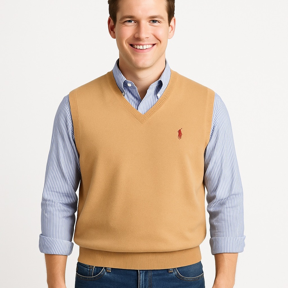 Polo Ralph Lauren 100% Pima Cotton V-Neck sweater vest. Size 3XB BIG. NN